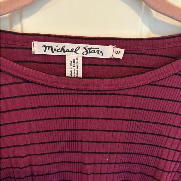 Anthropologie Michael Stars Red and Black Striped Long Sleeve Top Sleeve Detail - Picture 6 of 8